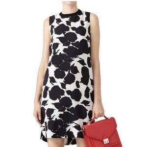 DEREK LAM 10 CROSBY Vegan Silk Abstract  Print Shift Dress 2 S black white
